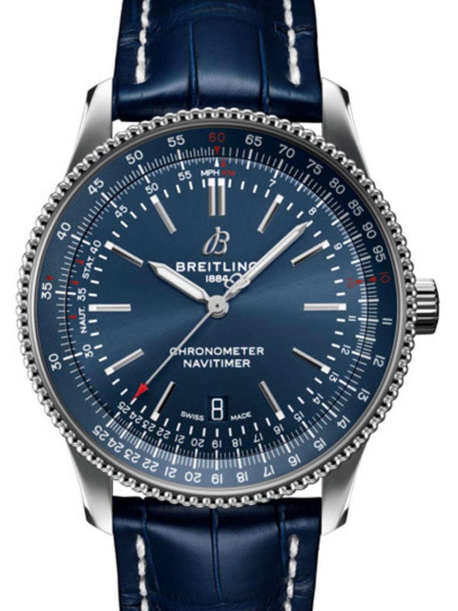 ブライトリング ナビタイマー A17326161C1P3 ブルー(紺） クロノ  3針 ブルー ビーズ装飾  メンズ　41ｍｍ　COSC公認　アリゲーターストラップ(新品未使用)