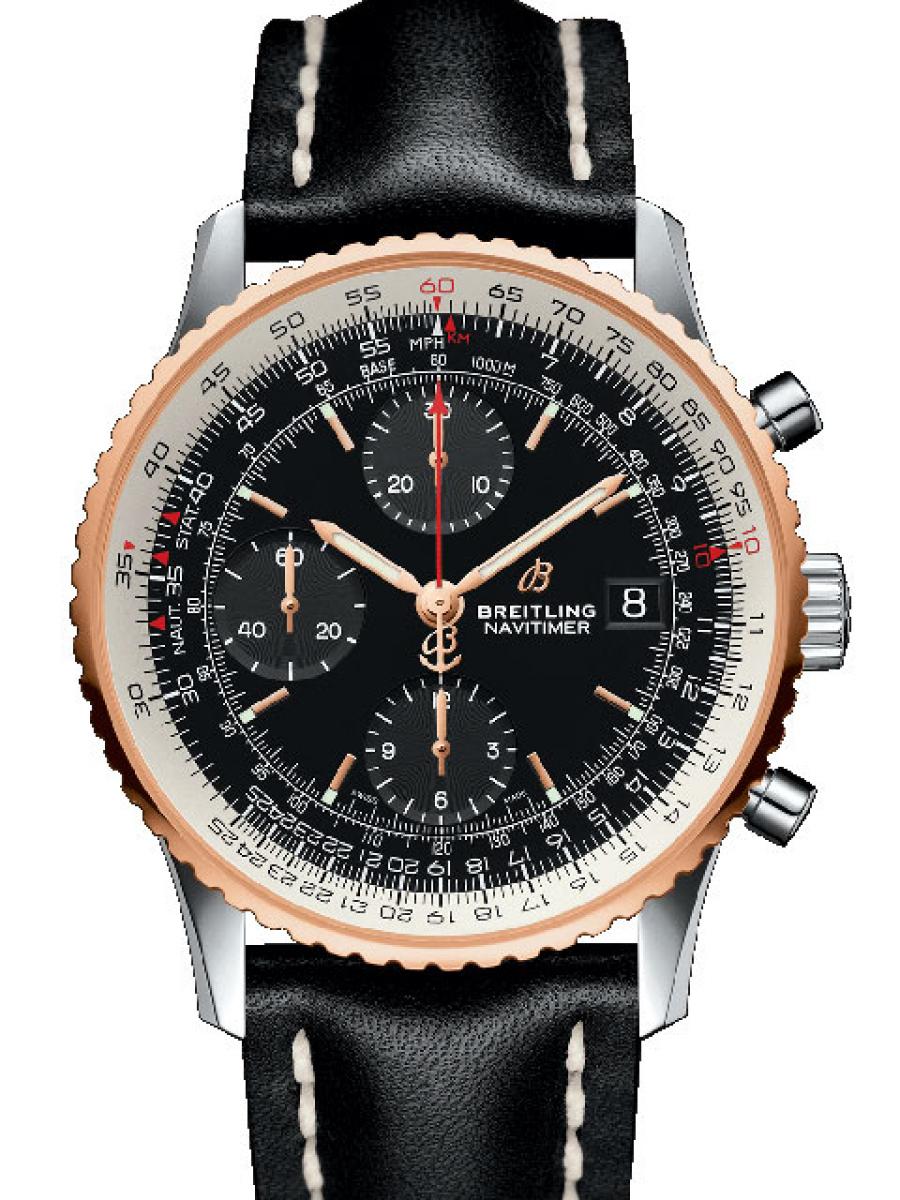 ブライトリング ナビタイマー U13324211B1X1 ブラック クロノ デイト表示 コンビモデル 回転計算尺  メンズ　41ｍｍ　COSC公認　アリゲーターストラップ　18Kレッドゴールド(新品未使用)