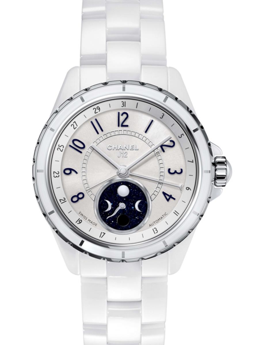 シャネル J12 ファーズ ドゥ リュヌ 自動巻き 腕時計 セラミック ムーンフェイズ ホワイト 2013年10月購入 H3404 メンズ 40802057350【アラモード】