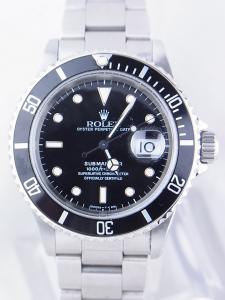 ロレックス サブマリーナ 16610 割と綺麗な中古、ガラスキズなし 内箱　外箱　保証書　１コマ