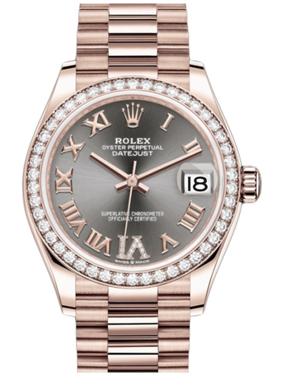 ロレックス デイトジャスト 278285RBR ブラック オイスター ダイヤモンド VIダイヤインデックス ダイヤル デイト表示  レディース　18Kピンクゴールド　31ｍｍ　プレジデントブレス(新品未使用)
