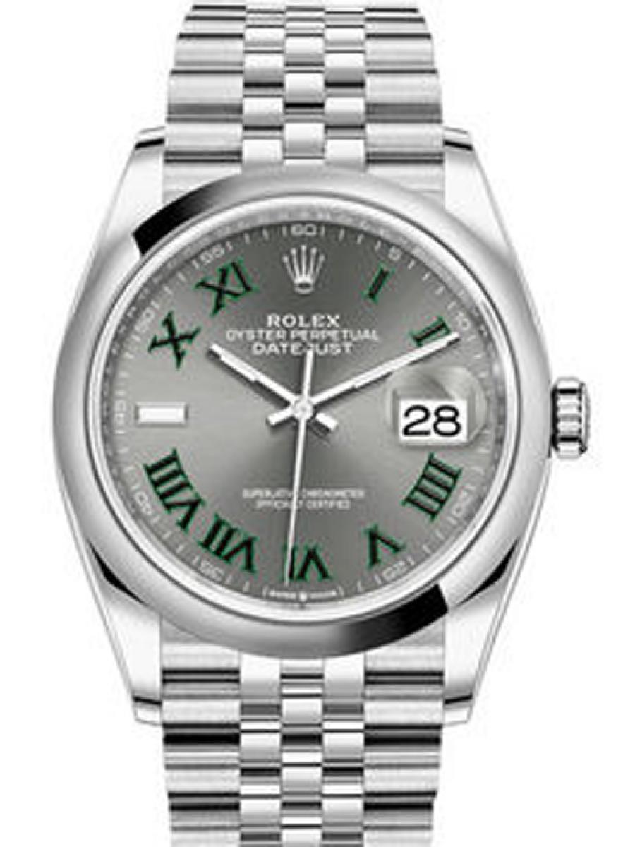 ロレックス デイトジャスト 126200 グレー 2021年新作 オイスター ローマ数字インデックス デイト表示  ユニセックスメンズレディース　36ｍｍ　ジュビリーブレスレット　(新品未使用)