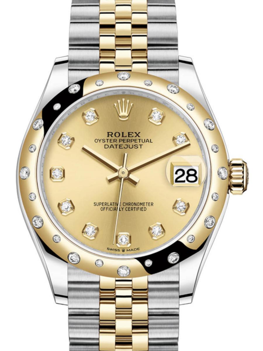 ロレックス デイトジャスト 278343RBRG シャンパンゴールド オイスター コンビモデル ダイヤモンドインデックス  デイト表示 ジュビリーブレス レディース　18Kイエローゴールド　31ｍｍ　ジュビリーブレス(新品未使用)