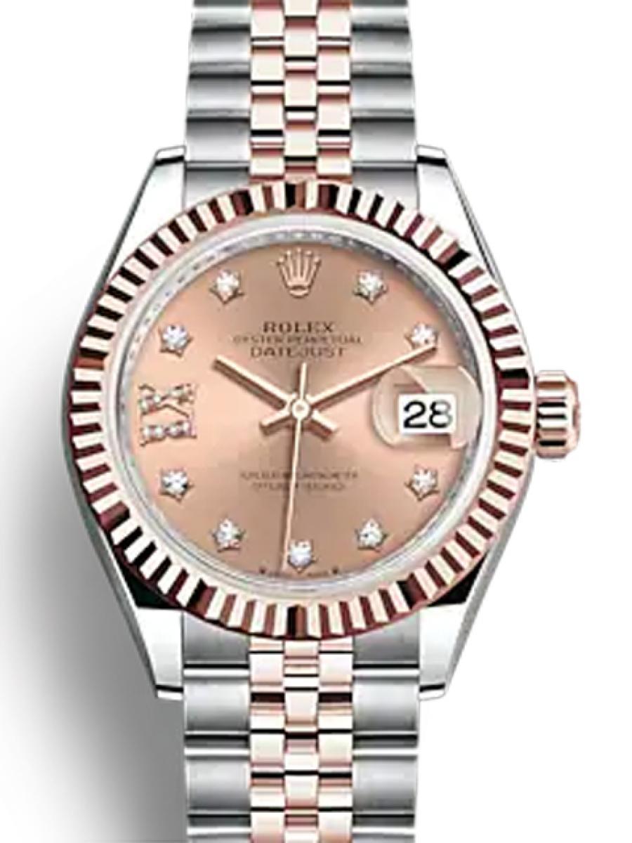 ロレックス レディデイトジャスト 279171G ロゼ文字盤 フルーテッドベゼル  星型インデックス ジュビリーブレス ローズゴールド レディース　18Kイエローゴールド　28ｍｍ　ジュビリーブレス(新品未使用)
