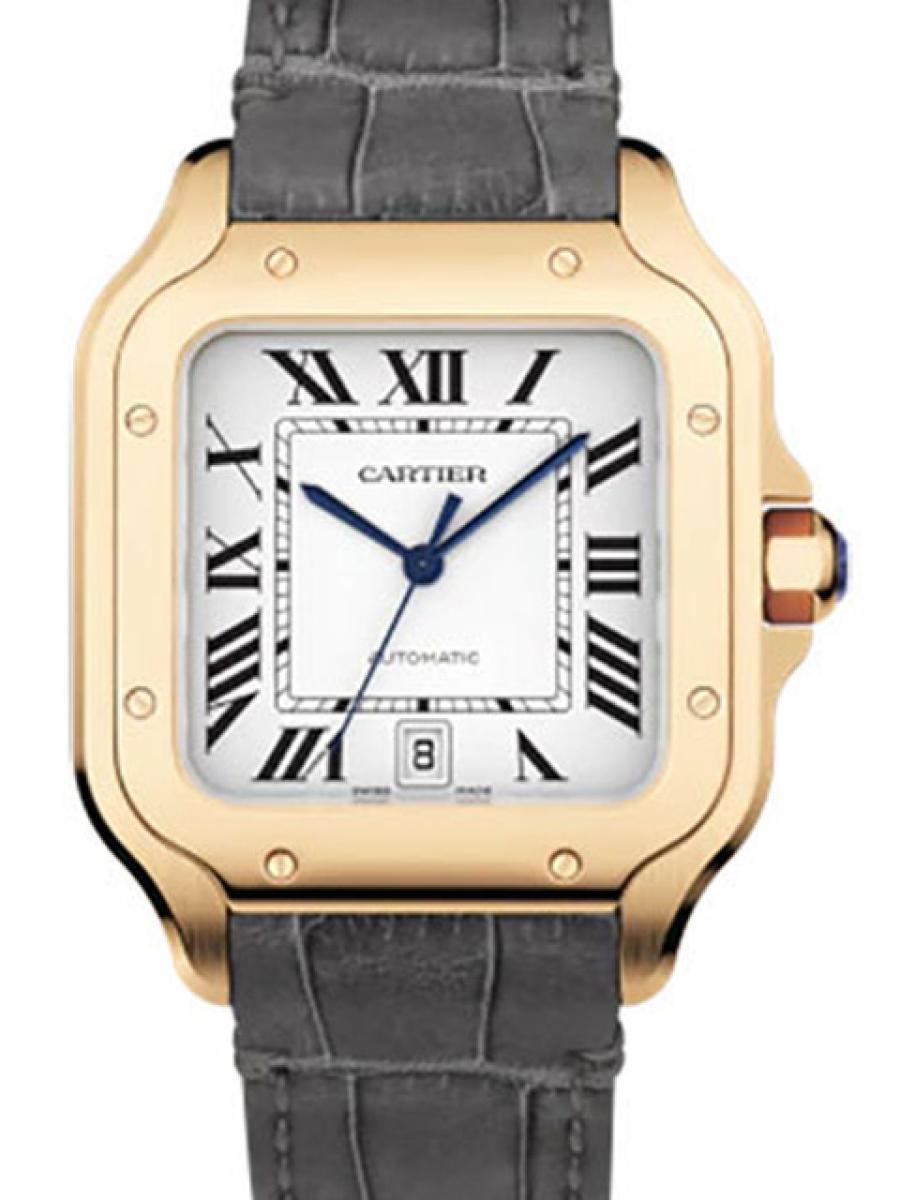 カルティエ サントス WGSA0019 オパライン サントス ドゥ カルティエ ウォッチ　スクエアケース　ラージモデル　デイト表示　 メンズ　39.8mm　アリゲーター　カーフスキンストラップ(新品未使用)