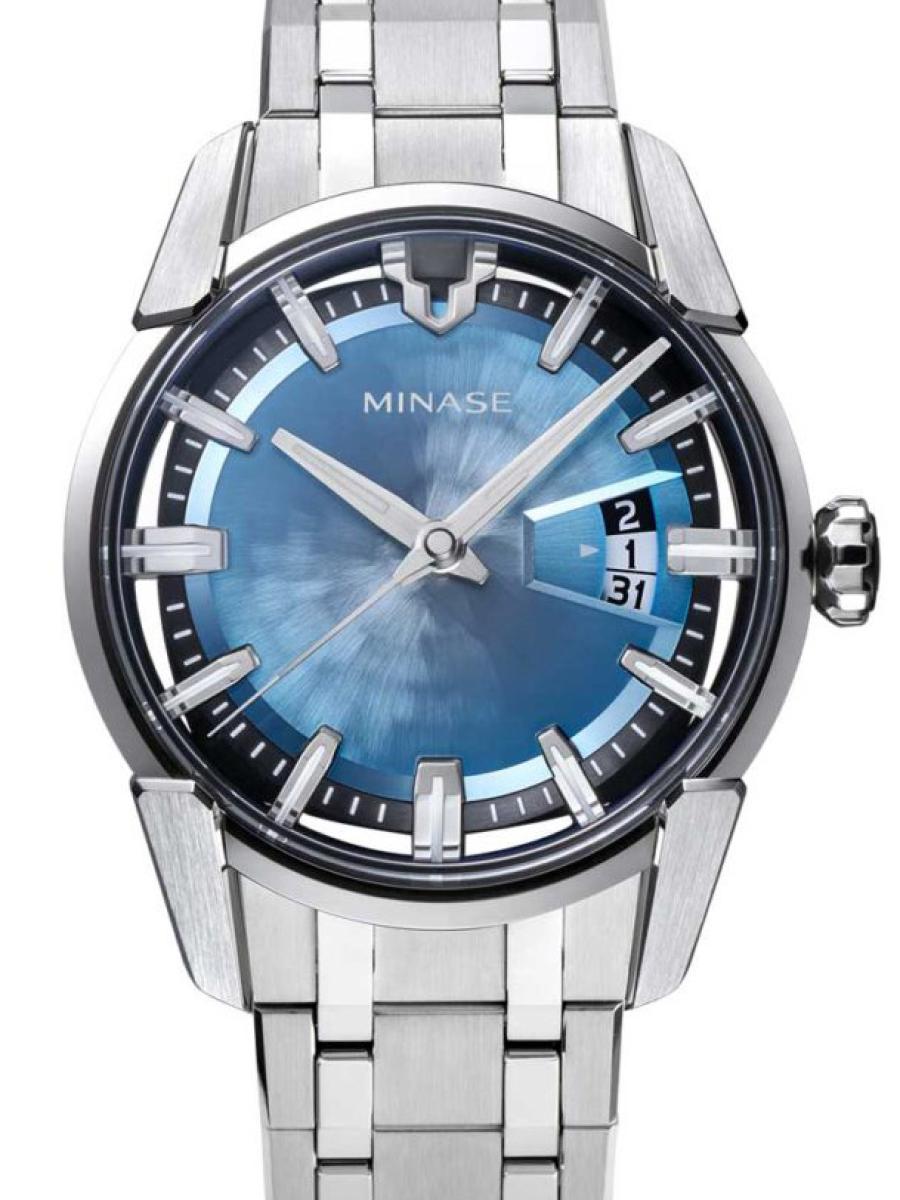 ミナセ ディヴァイド VM14-M01GIB-SSB アイスブルー 40.6mm、デイト、メンズ(新品未使用)