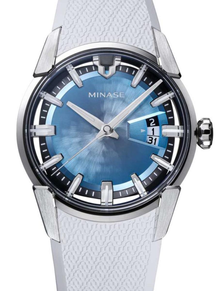 ミナセ ディヴァイド VM14-RWHGIB-SSD アイスブルー 40.6mm、デイト、ラバーベルト(新品未使用)