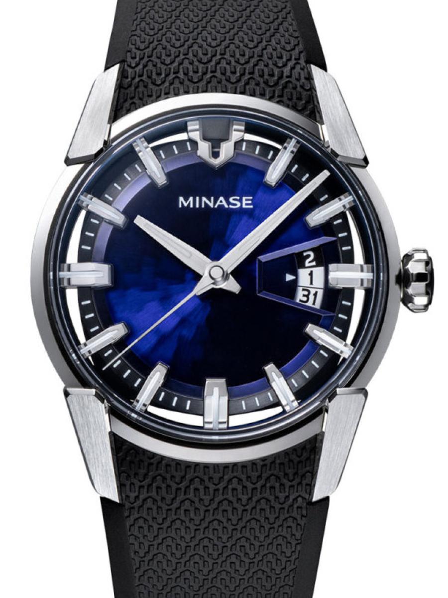 ミナセ ディヴァイド VM14-RBKNBL-SSD ブルー 40.6mm、デイト、ラバーベルト(新品未使用)