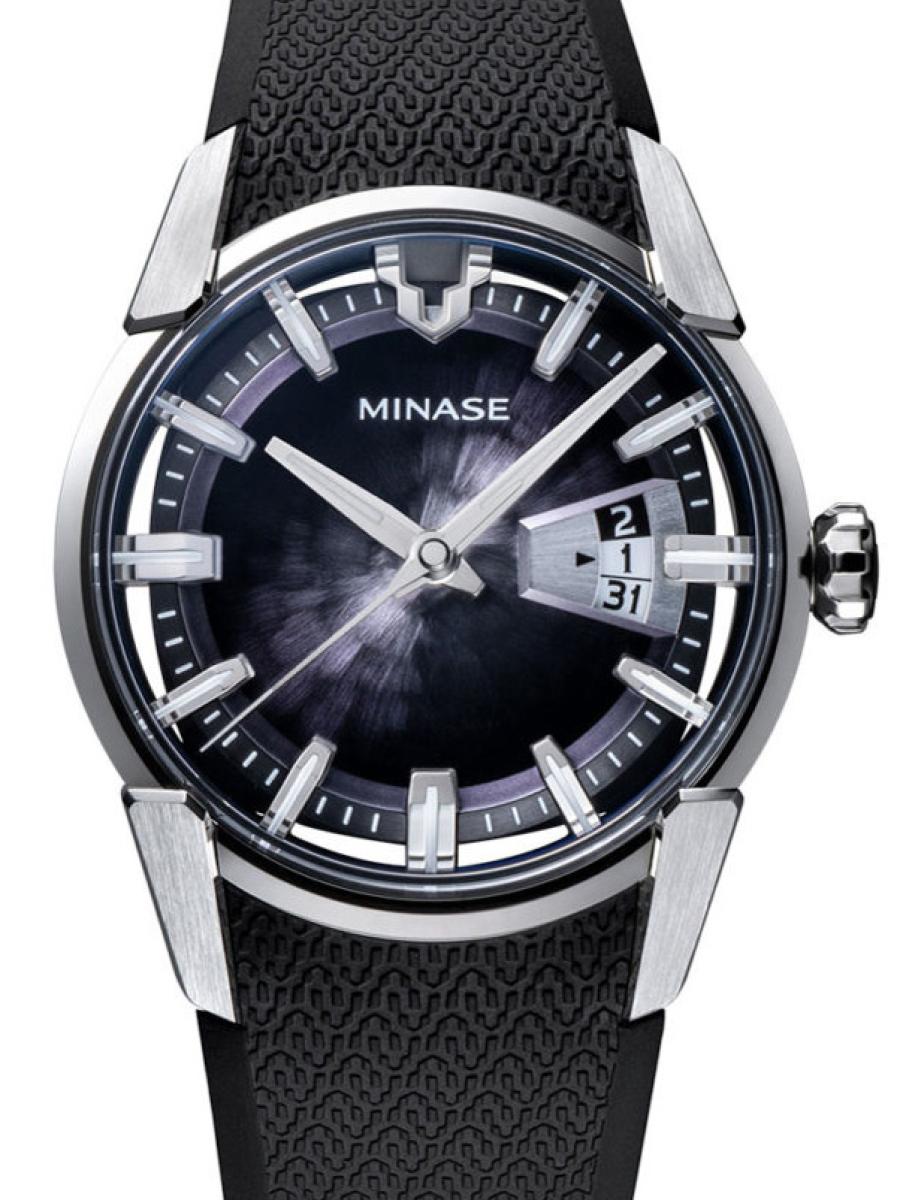 ミナセ ディヴァイド VM14-RBKGBK-SSD ブラック 40.6mm、デイト、ラバーベルト(新品未使用)
