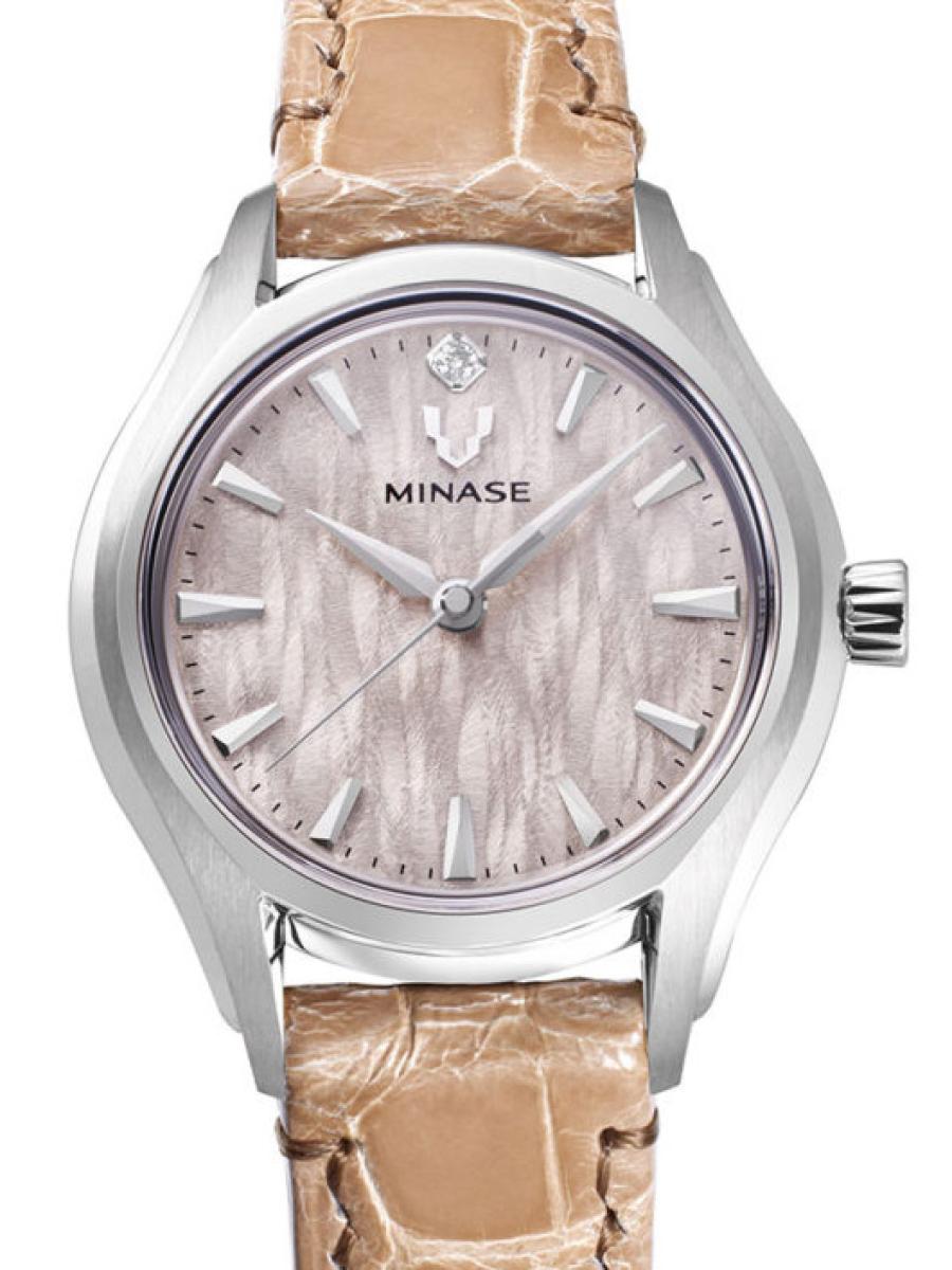 ミナセ ルナアーチ UG01-LMBNBE-SSD ベージュ 30.5mm、クロコダイルベルト、レディース(新品未使用)