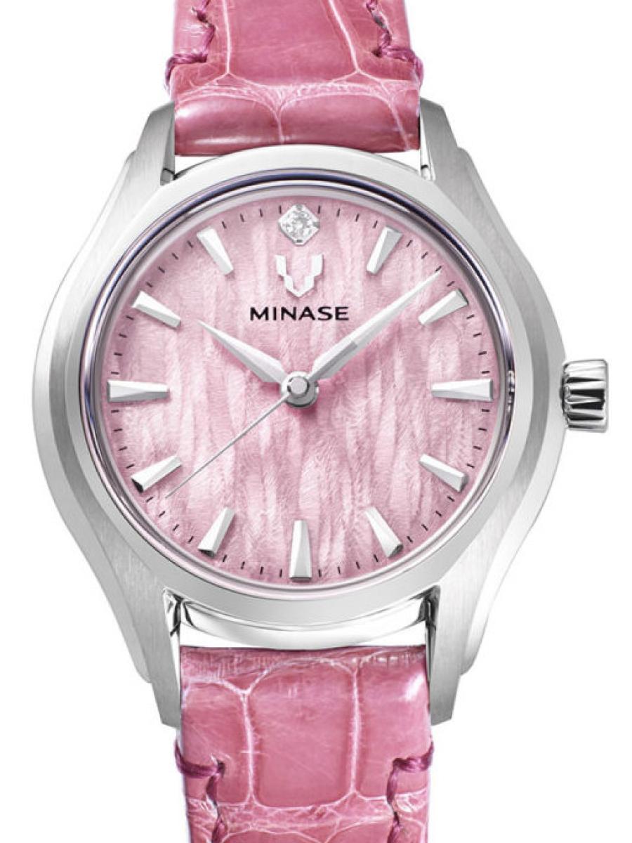 ミナセ ルナアーチ UG01-LPKNPK-SSD ピンク 30.5mm、クロコダイルベルト、レディース(新品未使用)
