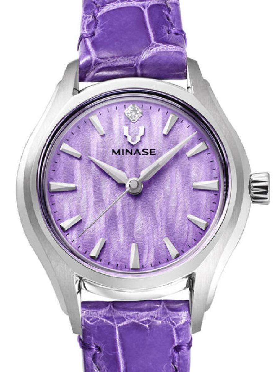 ミナセ ルナアーチ UG01-LPPNVL-SSD パープル 30.5mm、クロコダイルベルト、レディース(新品未使用)
