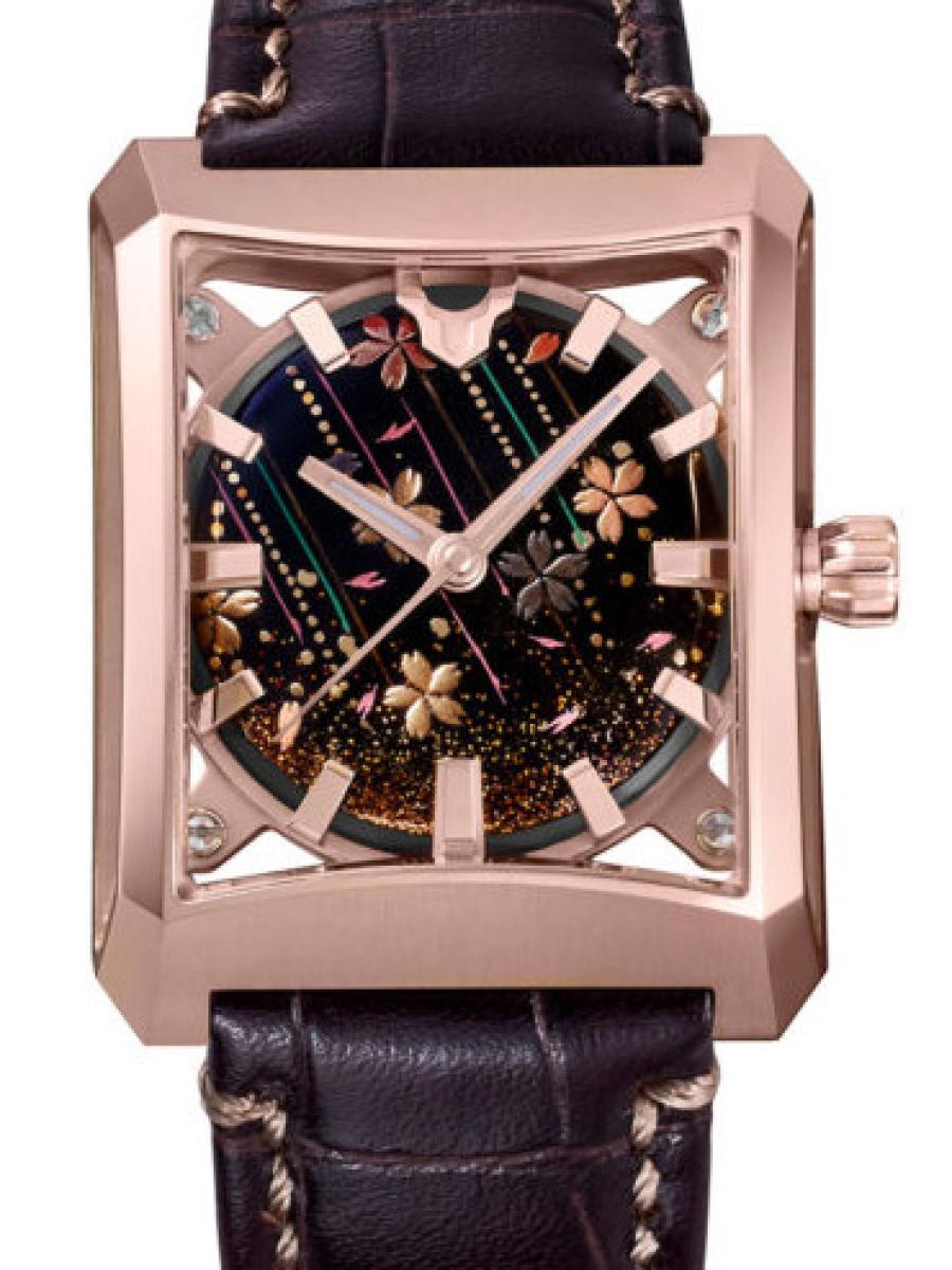 ミナセ 蒔絵 VM07-LDBMA7-KPJ ブラック 流れ桜、FIVE WINDOWS、Mid size (新品未使用)