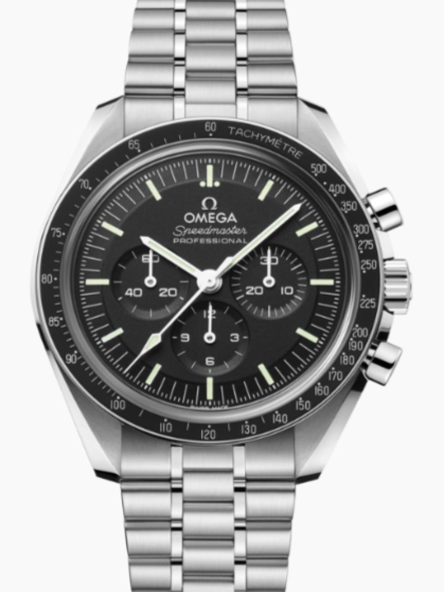 オメガ スピードマスター 310-30-42-50-01-002 ブラック ムーンウォッチ プロフェッショナ﻿ル 3カウンター　クロノ　タキメーター　ブラック文字盤　  メンズ　42ｍｍ　3連ブレス　シースルーバック　COSC認定(新品未使用)
