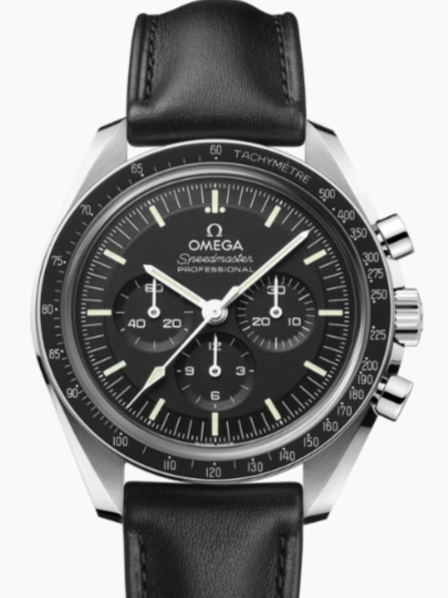オメガ スピードマスター 310.30.42.50.01.002 ブラック ムーンウォッチ プロフェッショナ﻿ル 3カウンター　クロノ　タキメーター　ブラック文字盤　  メンズ　42ｍｍ　シースルーバック　ブラックレザーベルト　(新品未使用)