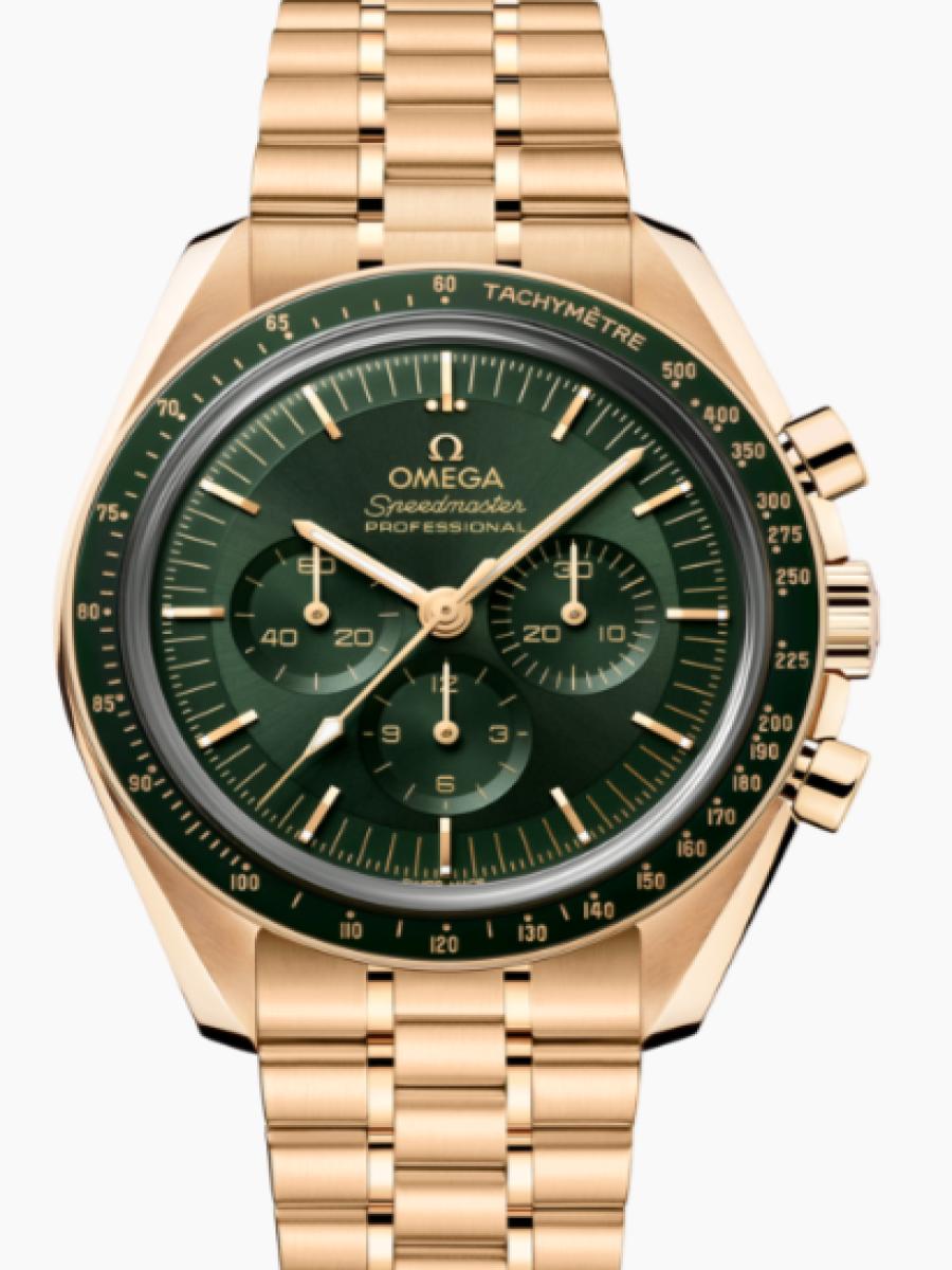 オメガ スピードマスター 310.60.42.50.10.001 グリーン スピードマスター ムーンウォッチ プロフェッショナ﻿ル　ムーンシャインゴールド 　クロノ　タキメーター　グリーンダイヤル メンズ　メンズモデル　42ｍｍ　シースルーバック　(新品未使用)