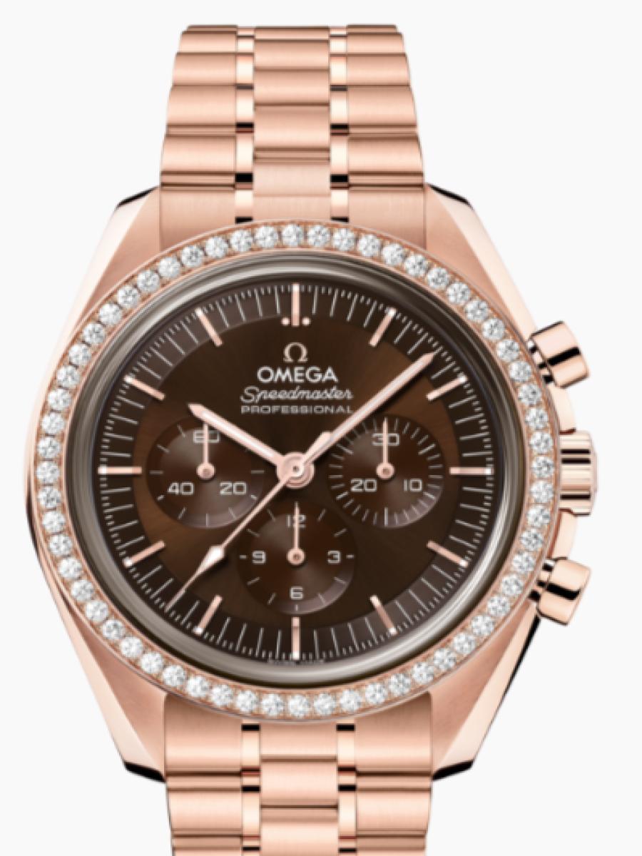 オメガ スピードマスター 310.55.42.50.13.001 ブラウン ムーンウォッチ プロフェッショナ﻿ル　セドナゴールド　ブラウンダイヤル　ダイヤモンド　クロノ　タキメーター　3カウンター メンズ　メンズモデル　42ｍｍ　シースルーバック　COSC認定(新品未使用)