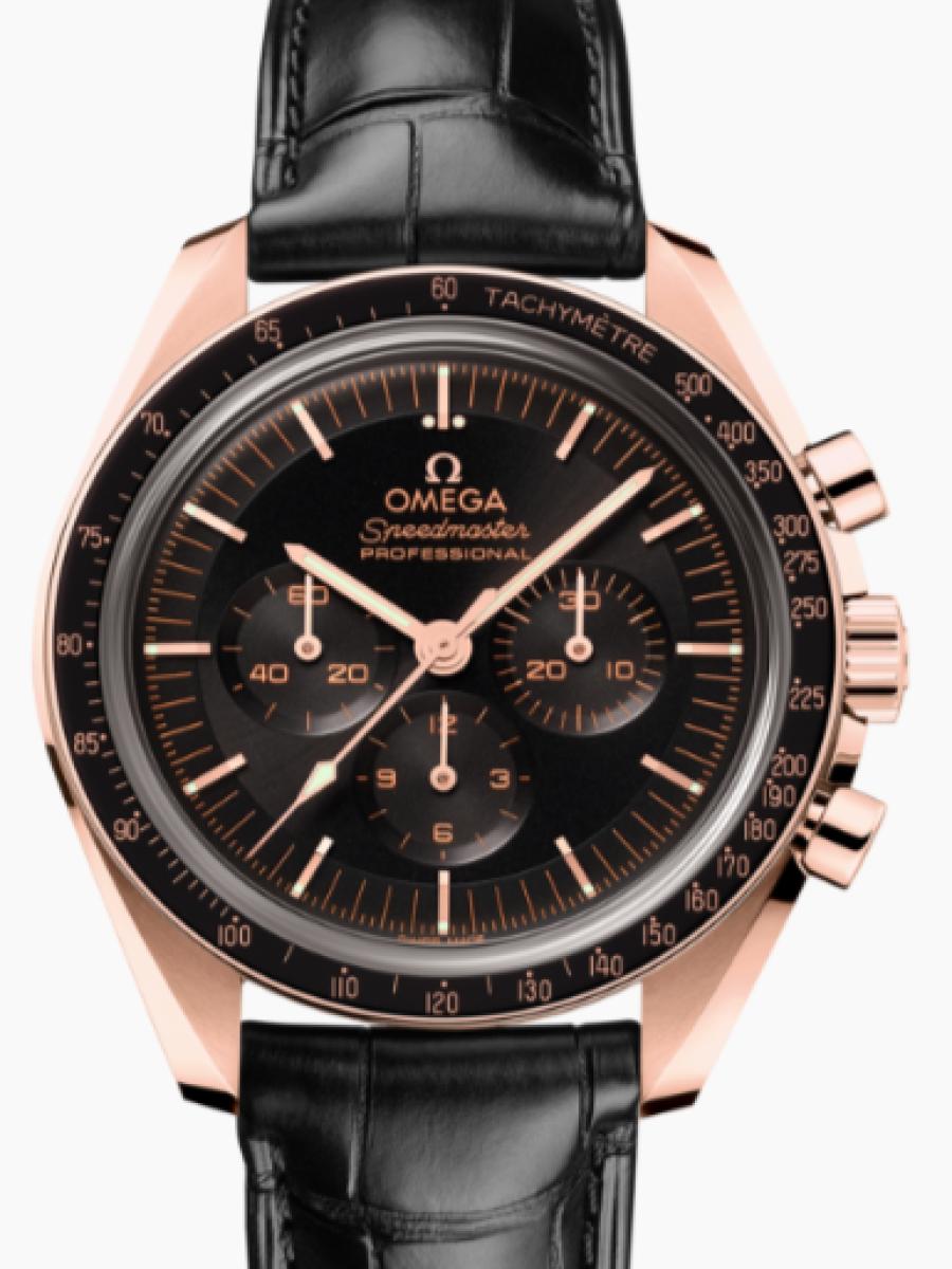 オメガ スピードマスター 310.63.42.50.01.001 ブラック スピードマスター ムーンウォッチ プロフェッショナ﻿ル　ブラックダイヤル　スモールセコンド　クロノ　タキメーター  メンズ　メンズモデル　42ｍｍ　シースルーバック　レザーベルト　COSC認定(新品未使用)