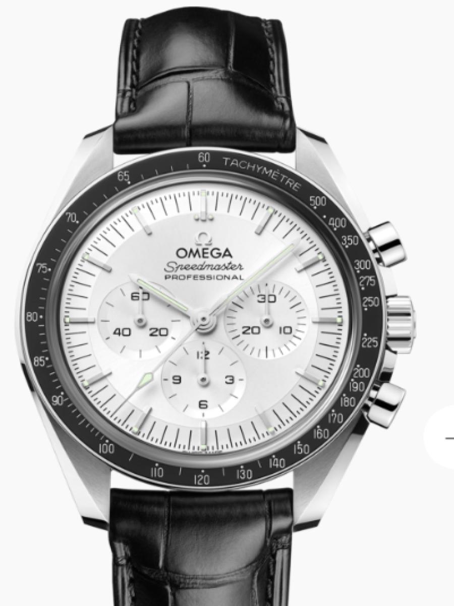 オメガ スピードマスター 310.63.42.50.02.001 シルバー ムーンウォッチ プロフェッショナ﻿ル 3カウンター　クロノ　タキメーター　カノープスゴールド　シルバー文字盤　  メンズ　メンズモデル　42ｍｍ　シースルーバック　レザーベルト　COSC認定(新品未使用)