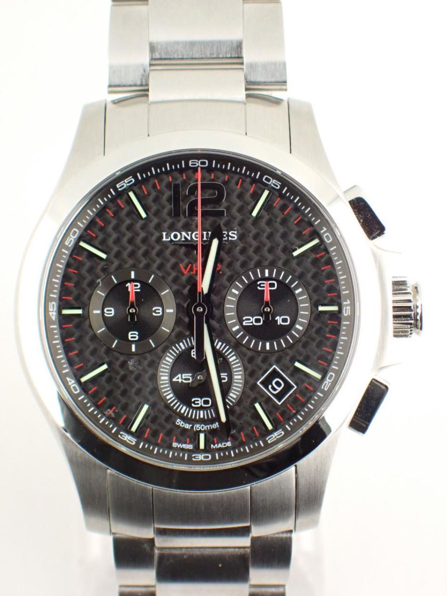ロンジン コンクエストクロノグラフ L3-717-4-66-6 ブラック 42mm径、メンズ(AA※綺麗な中古)