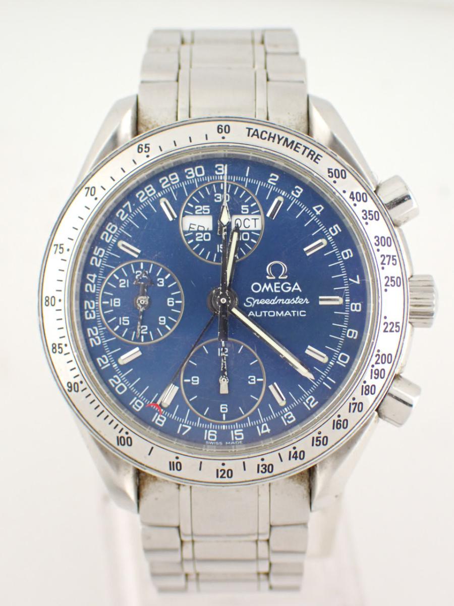 オメガ スピードマスター 3523.80 ブルー クロノグラフ、ブルー文字盤、トリプルカレンダー(AB※全体キズ)