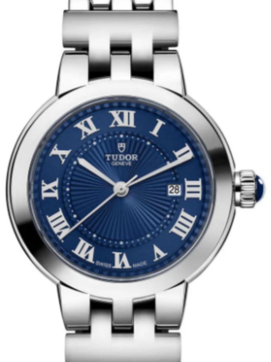 チューダー クレアドローズ m35500-0009 ブルー クレア ドゥ ローズ　ブルーダイヤル　デイト表示　アクセサリーウォッチ レディース　レディースモデル　30ｍｍ　フォールディングクラスプ＆セーフティキャッチ　キャリバー T201　パワーリザーブ約38時間(新品未使用)