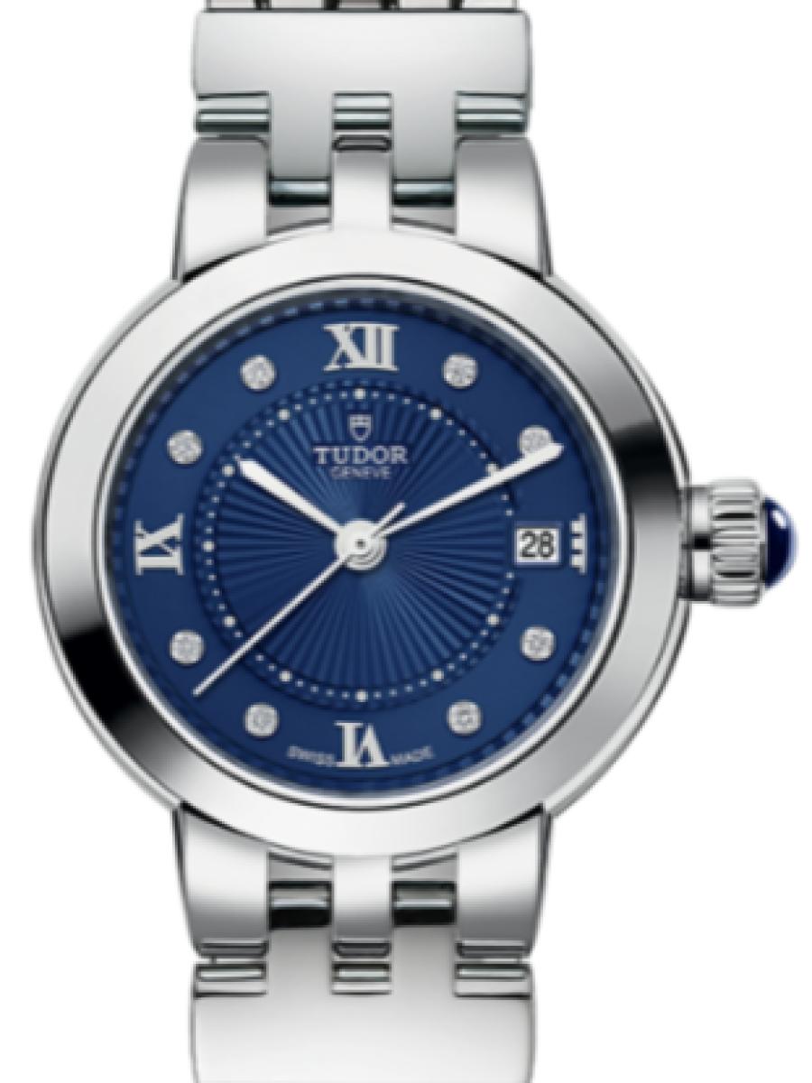 チューダー クレアドローズ M35200-0010 ブルー クレア ドゥ ローズ　ブルーダイヤル　デイト表示　アクセサリーウォッチ　ダイヤインデックス レディース　レディースモデル　26 mm 　キャリバー T201(新品未使用)