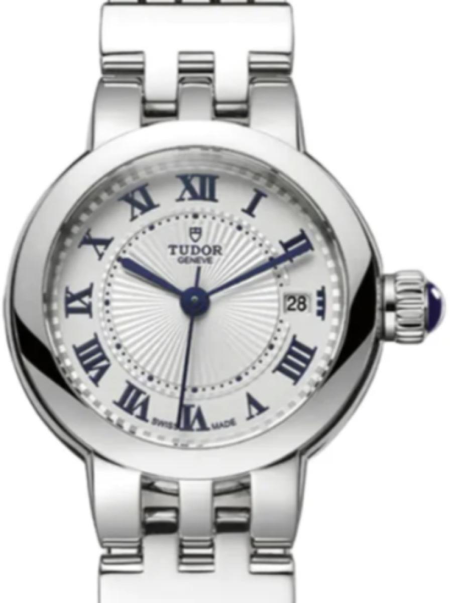 チューダー クレアドローズ M35200-0001 シルバー シルバーダイヤル　ギョーシェ加工　デイト表示　ローマインデックス レディースモデル　レディース　26ｍｍ　キャリバー T201　パワーリザーブ約38時間(新品未使用)