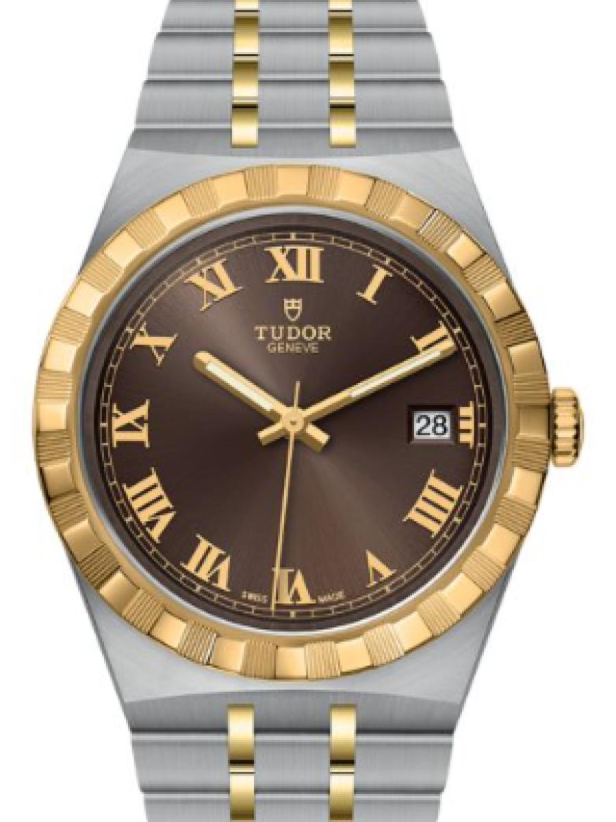 チューダー ロイヤル M28503-0007 ブラウン コンビモデル　チョコレートダイヤル　デイト表示　ローマインデックス メンズ　メンズモデル　38ｍｍ　キャリバー T601　パワーリザーブ約38時間(新品未使用)