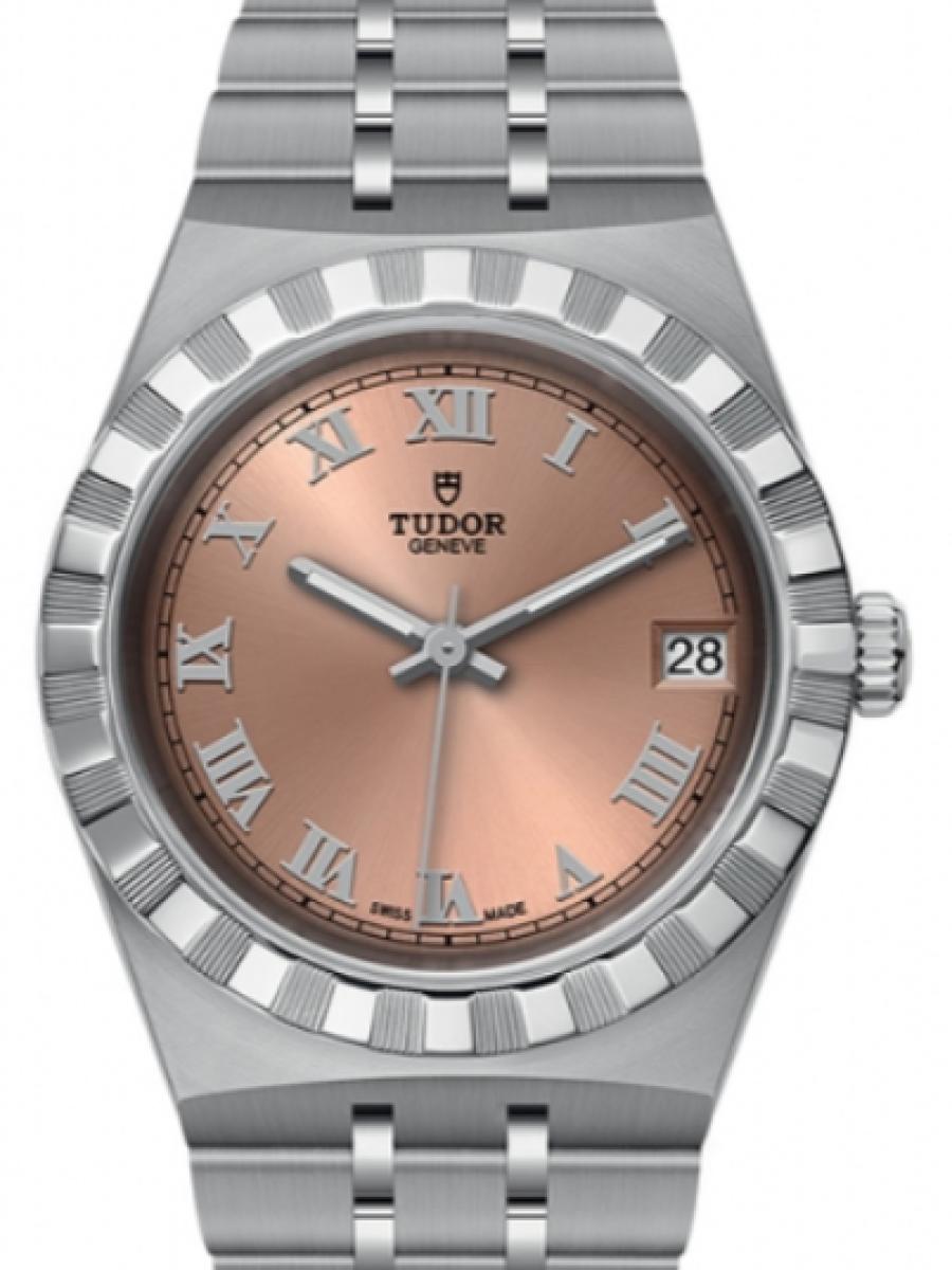 チューダー ロイヤル M28400-0009 サーモンピンク サーモンピンクダイヤル　デイト表示　ローマイ数字インデックス レディース　メンズ　ユニセックス　34ｍｍ　キャリバー T601　パワーリザーブ約38時間(新品未使用)