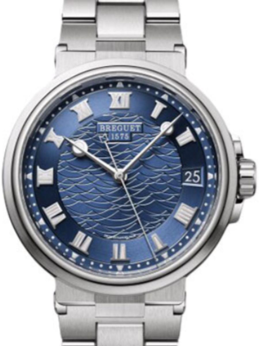 ブレゲ マリーン 5517BB/Y2/BZ0 ブルー マリーン5517　デイト表示　海洋信号旗モチーフ　波ダイヤル　ブルー メンズ　メンズモデル　40ｍｍ　18Kホワイトゴールド　シースルーバック　(新品未使用)