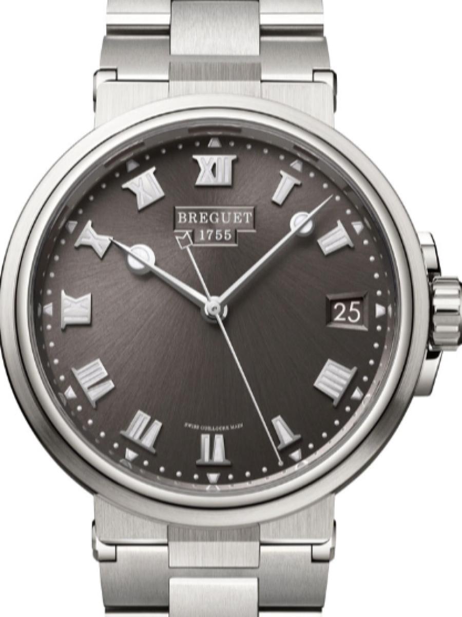ブレゲ マリーン 5517TI/G2/TZ0 グレー グレーダイヤル　ローマインデックス　デイト表示　 メンズ　メンズモデル　40ｍｍ　サファイアケースバック　(新品未使用)