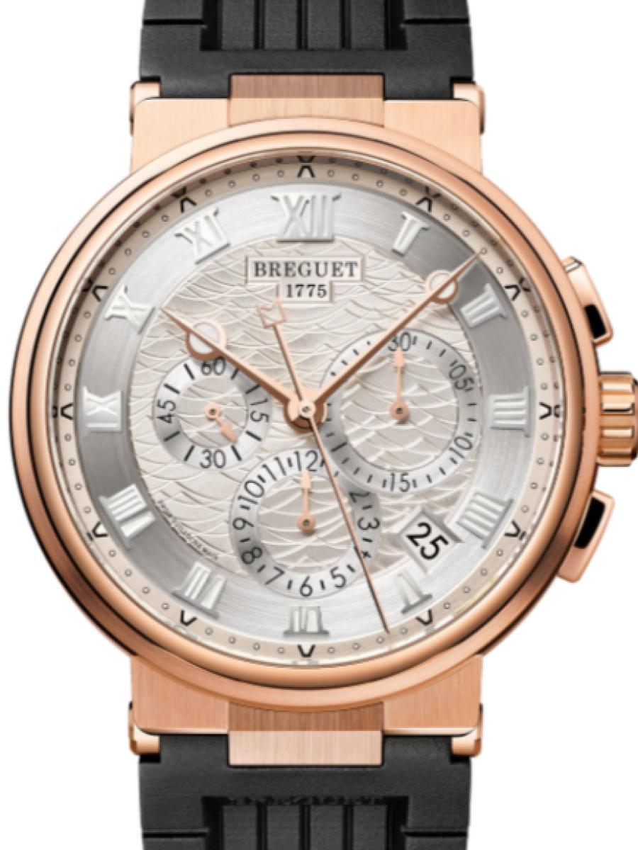 ブレゲ マリーン 5527BR/12/5WV シルバー マリーンクロノグラフィー5527　シルバーダイヤル　デイト表示 メンズ　メンズモデル　42.3 mm　18Kローズゴールド　サファイアケースバック(新品未使用)