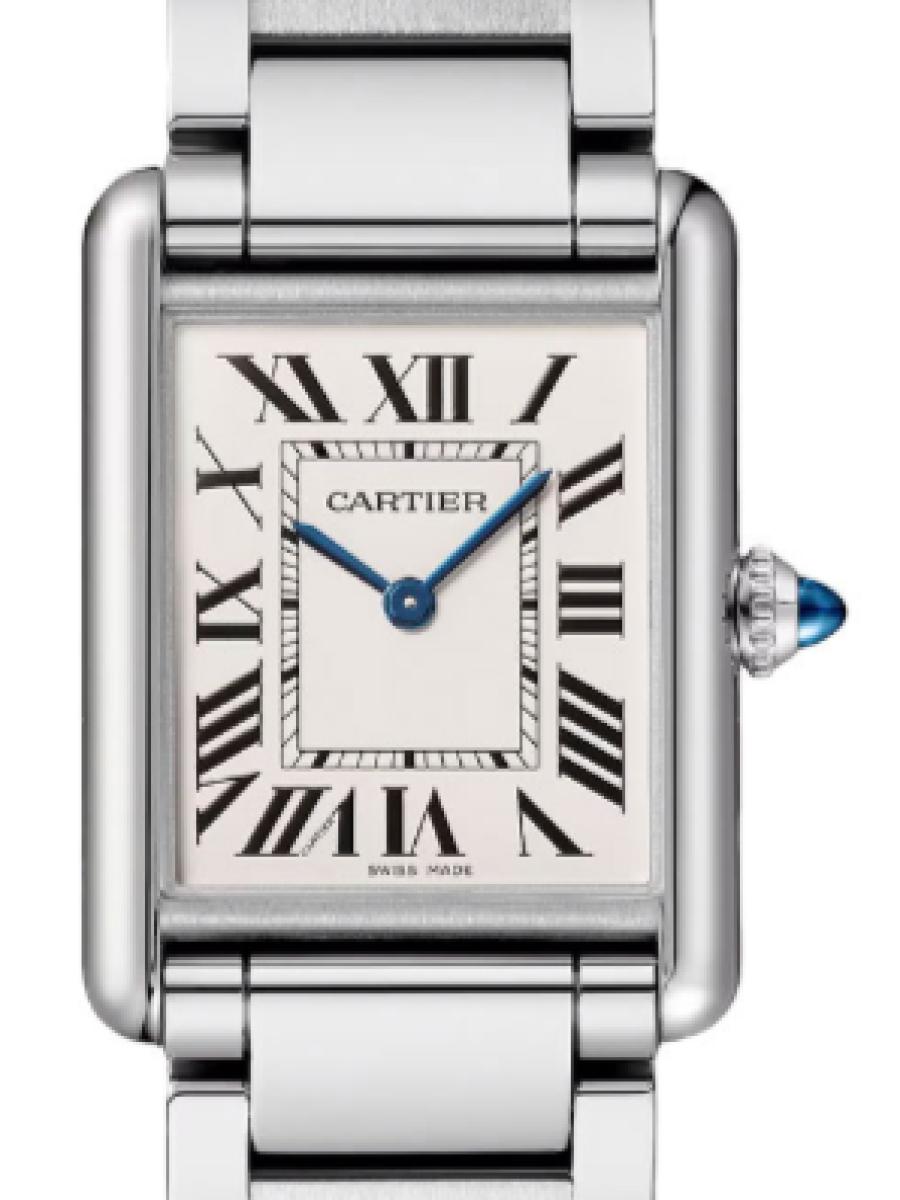 カルティエ タンク WSTA0106 シルバー マスト　ラージモデル　シルバー　ローマインデックス メンズ　メンズモデル　レディース　カーフスキンストラップ　33.7mm(新品未使用)