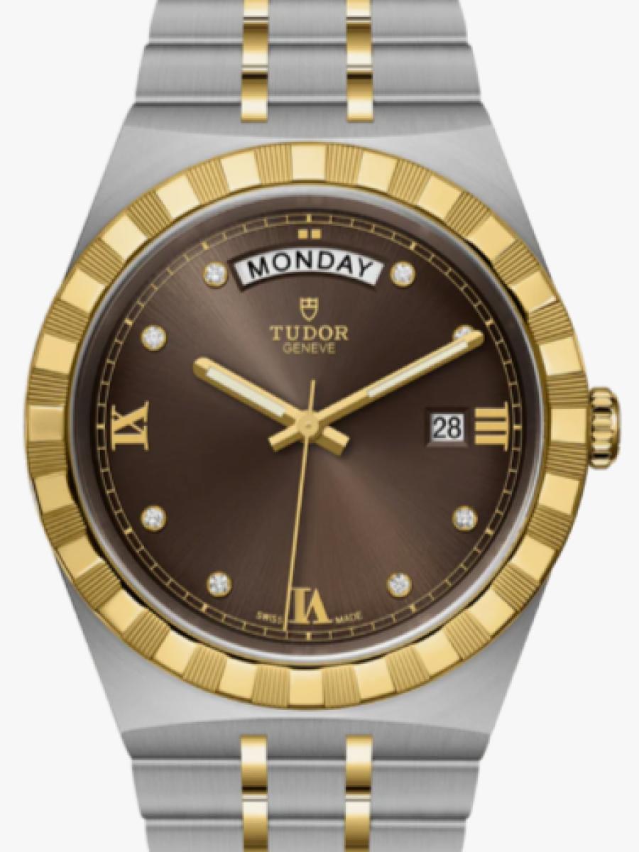 チューダー ロイヤル M28603-0008 ブラウン コンビモデル　チョコレートダイヤル　デイデイト表示　ローマインデックス メンズ　メンズモデル　41 mm　キャリバー T603パワーリザーブ約38時間(新品未使用)