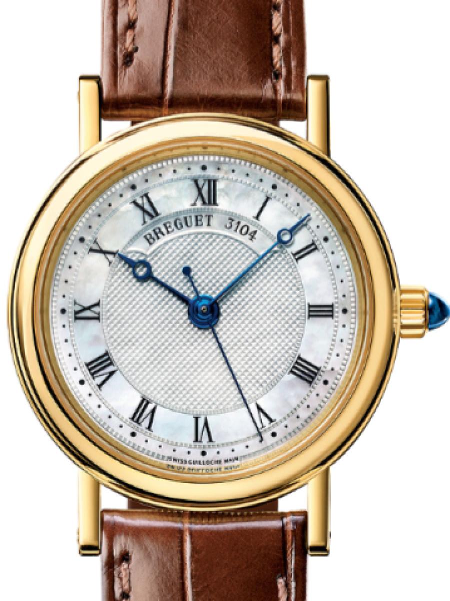 ブレゲ クラシック 8067BA/52/964 ホワイトマザーオブパール クラシック8067　ギヨシェダイヤル　マザーオブパールダイヤル　ローマインデックス 18Kイエローゴールド　30 mm アリゲーターベルト　サファイアケースバック(新品未使用)