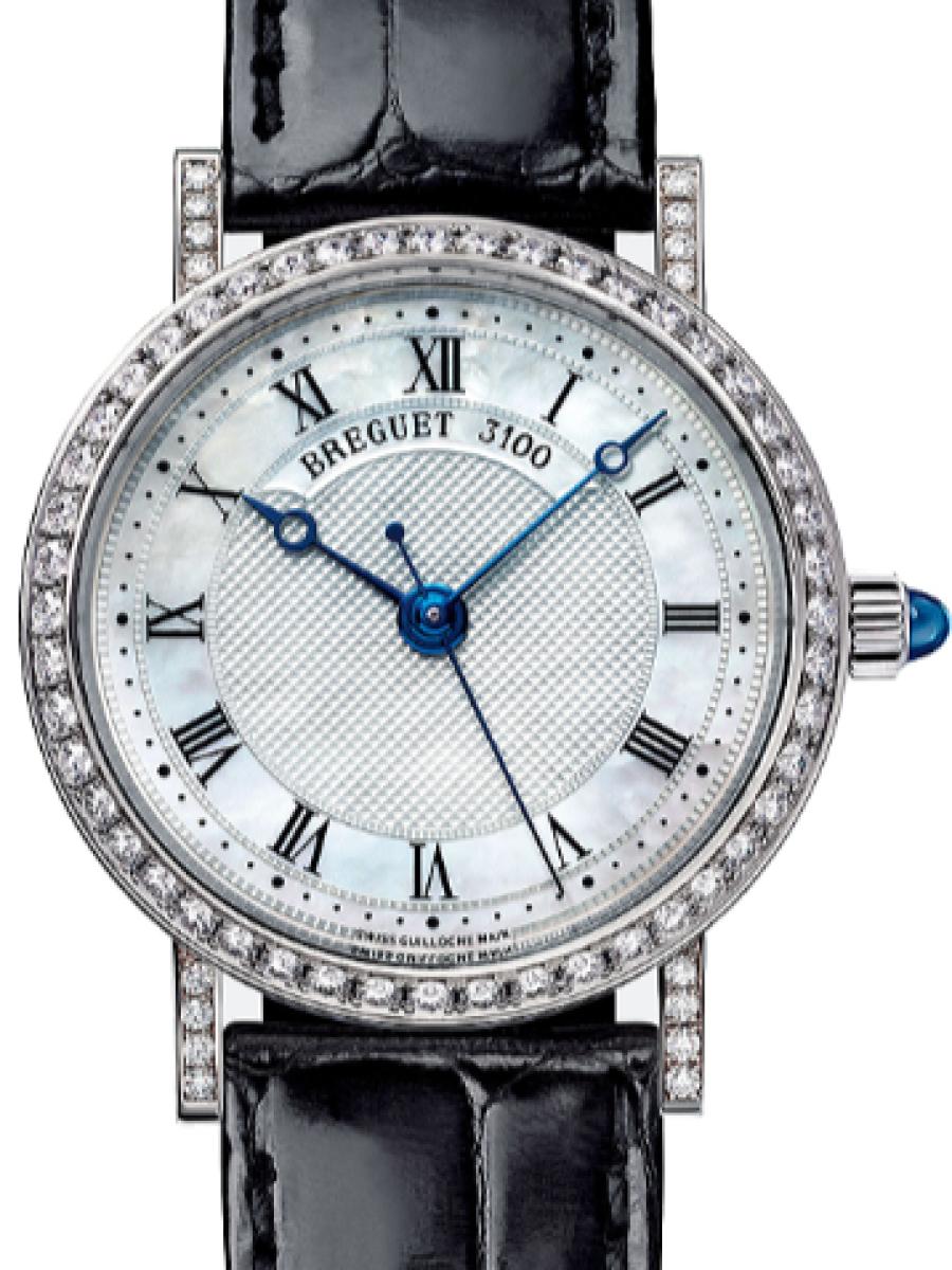 ブレゲ クラシック 8068BB/52/964/DD00 マザーオブパール クラシック8068　マザーオブパールダイヤル　ギヨシェダイヤル　ダイヤベゼル レディース　レディースモデル　18Kホワイトゴールド　サファイアケースバック　アリゲーターベルト(新品未使用)