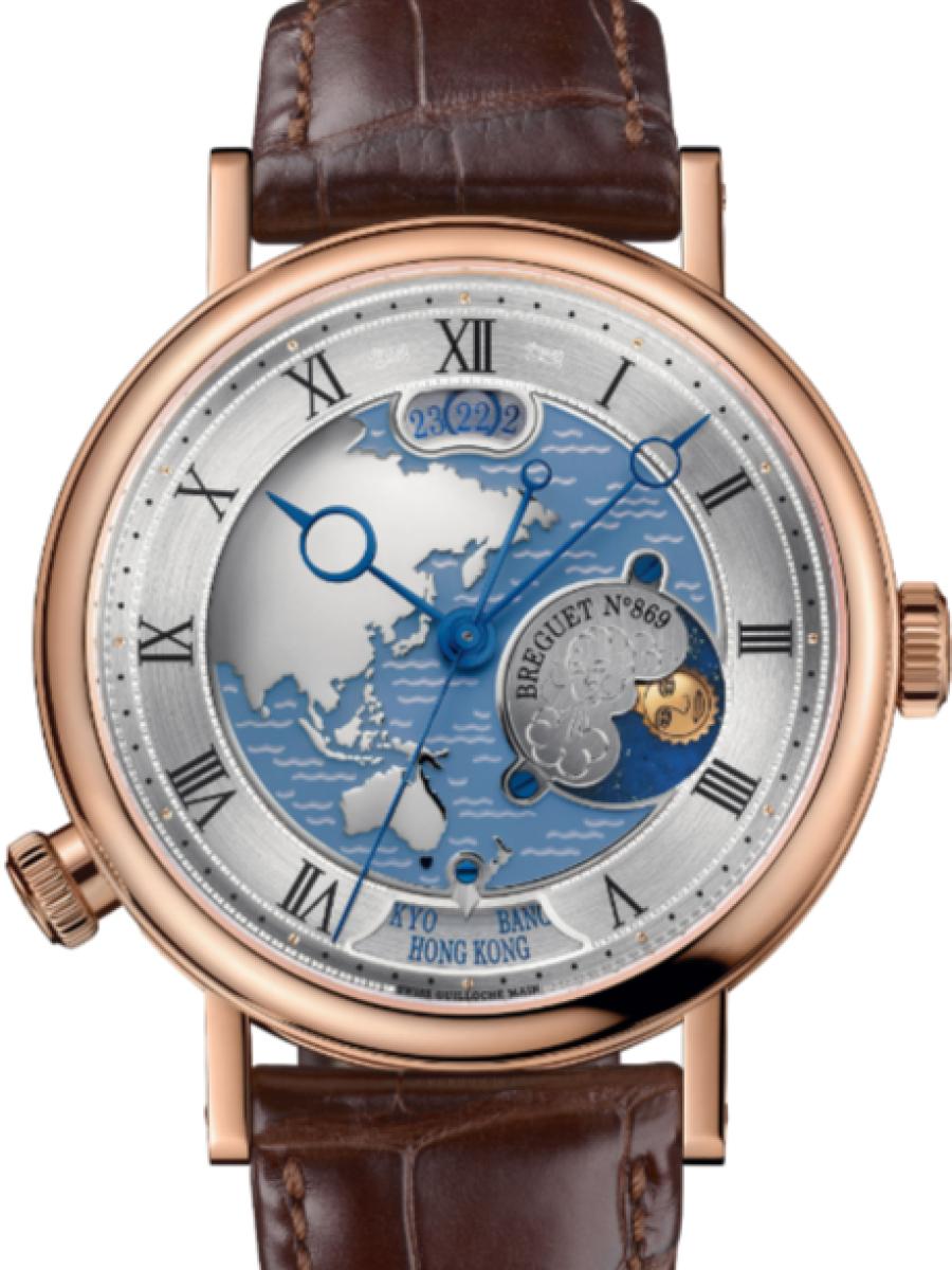 ブレゲ クラシック 5717BR/AS/9ZU シルバー クラシック オーラ・ムンディ5717　ムーンフェイズ　デイ表示　地図ダイヤル メンズ　メンズモデル　18Kローズゴールド 43 mm アリゲーター ムーブメント 77F1 パワーリザーブ 55時間(新品未使用)