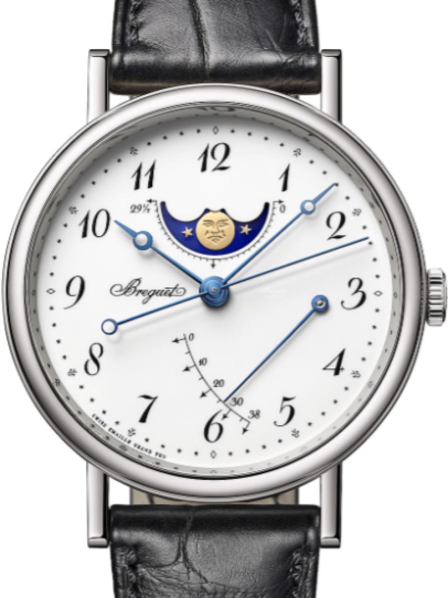 ブレゲ クラシック 7787BB/29/9V6 ホワイト クラシックムーンフェイズ7787　パワーリザーブ　ホワイトダイヤル メンズ　メンズモデル　18Kホワイトゴールド　39 mm　サファイアケースバック　(新品未使用)