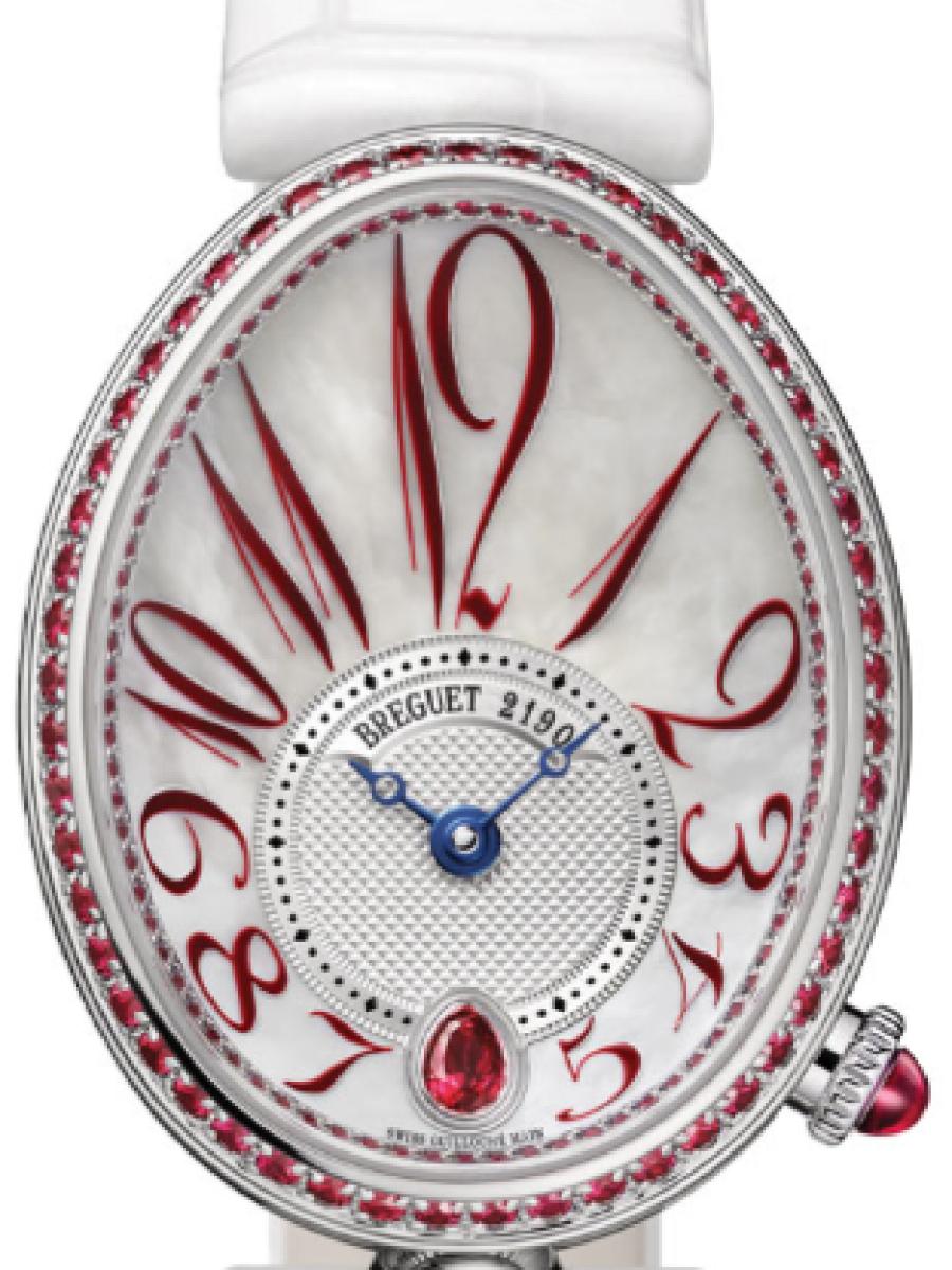 ブレゲ クイーンオブネイプルズ 8918BB/5R/964-R00R マザーオブパール レーヌ・ド・ナプル8918　ホワイトマザーオブパール　ダイヤ　楕円ケース　ビックインデックス レディース　レディースモデル　28.5 mm　18Kホワイトゴールド　アリゲーター(新品未使用)