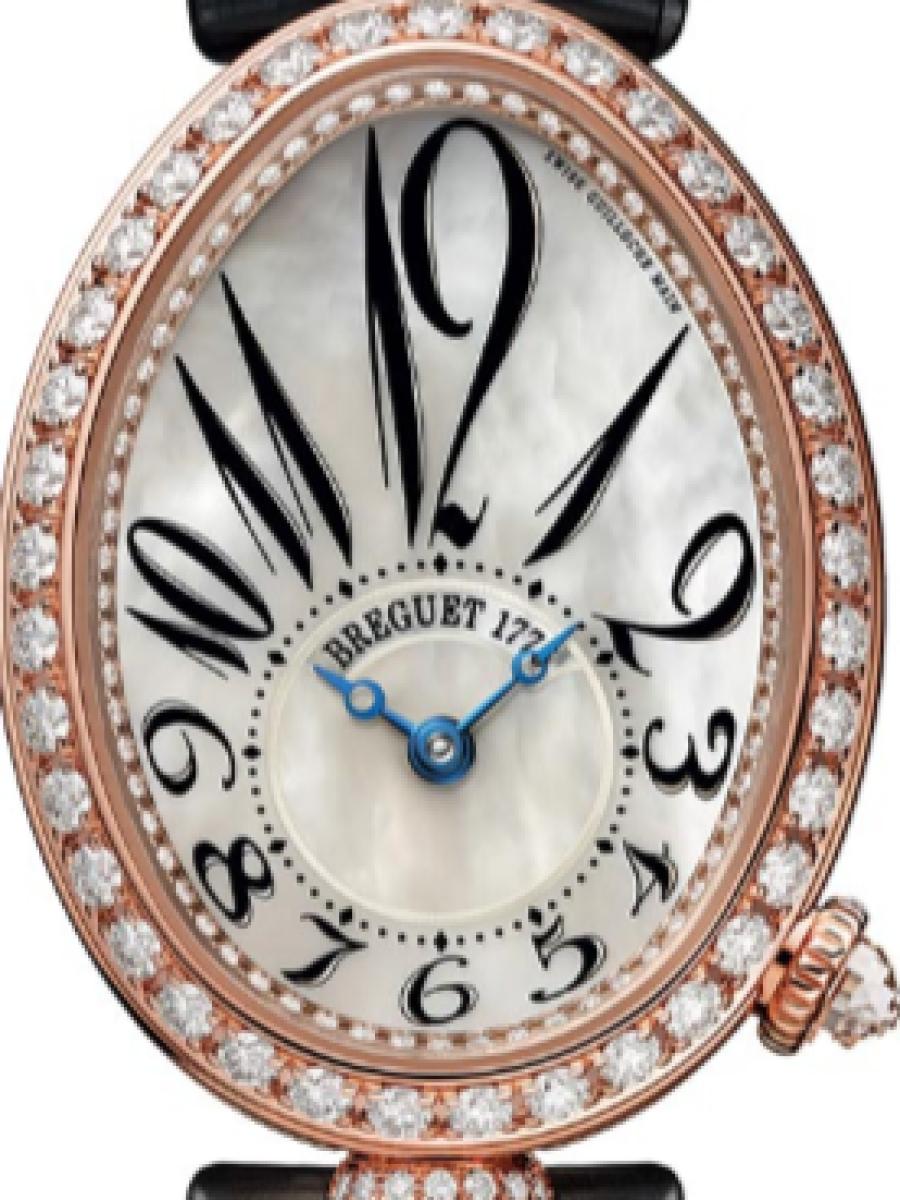 ブレゲ クイーンオブネイプルズ 8928BR/5W/944-DD0D-3L マザーオブパール レーヌ・ド・ナポリ8928　マザーオブパールダイヤル　網目デザイン　スモールセコンド レディース　レディースモデル　 幅 25 mm　18Kローズゴールド　サファイアケースバック　アリゲーターベルト(新品未使用)