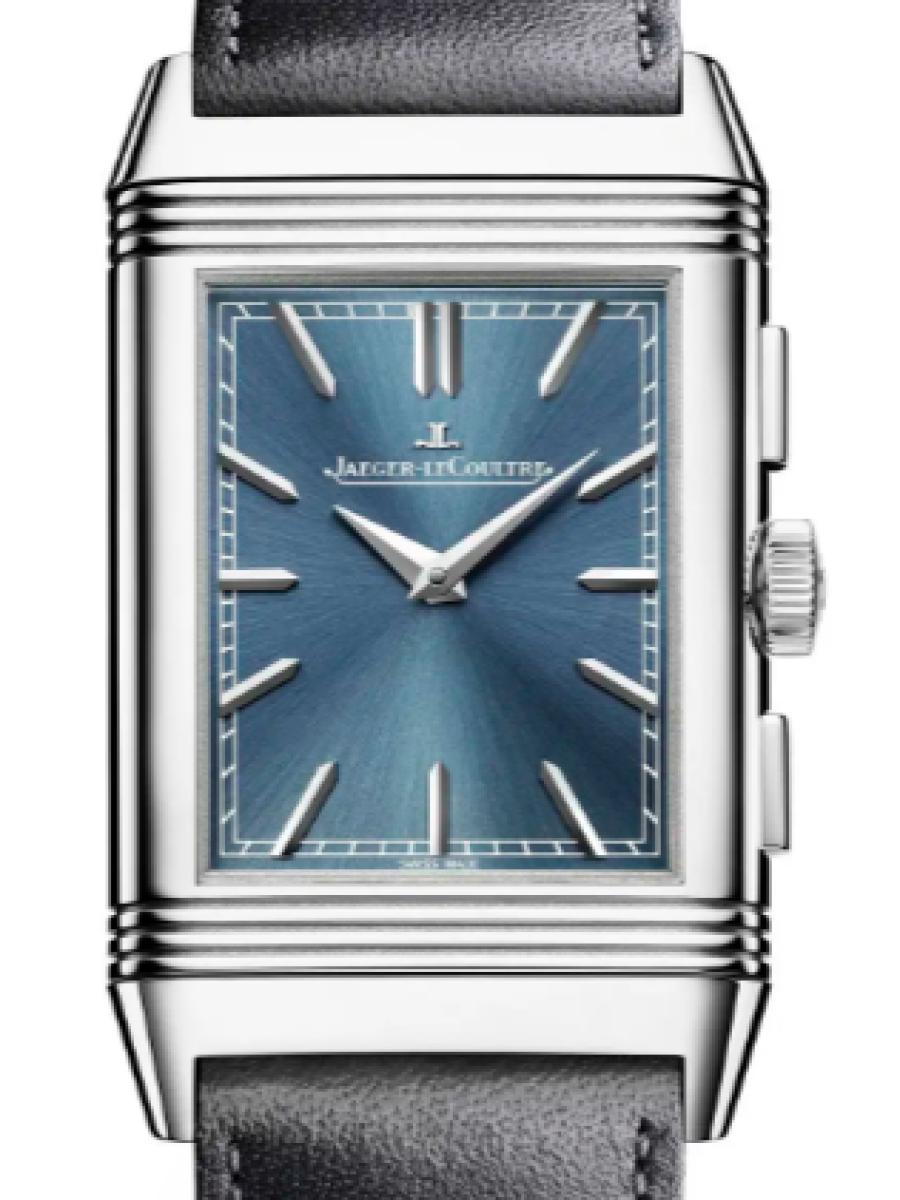 ジャガールクルト レベルソ Q389848J ブルー 限定モデル　レベルソ・トリビュート クロノグラフ　サンレイダイヤル　ブルーダイヤル　クロノ メンズ　メンズモデル　49.4 x 29.9 mm　アリゲーターベルト　(新品未使用)