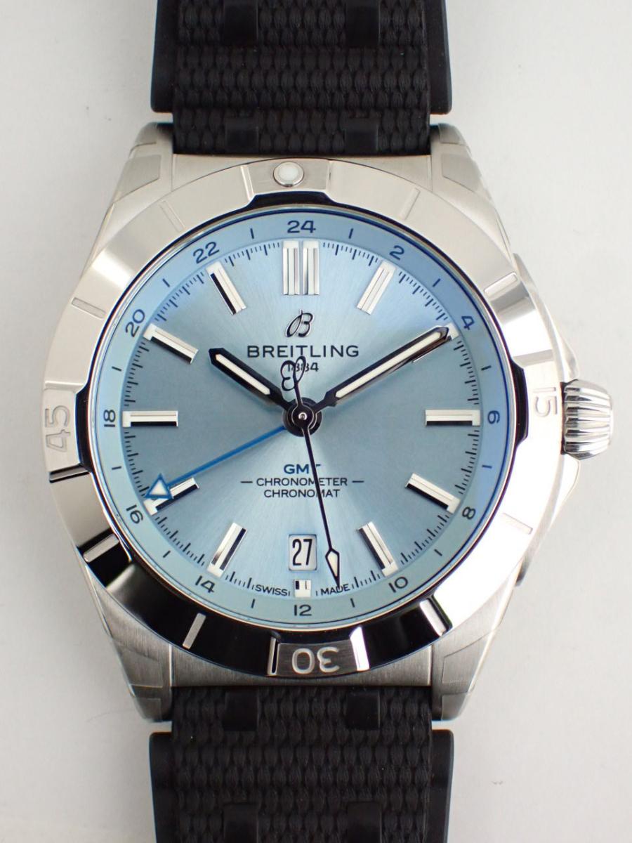 ブライトリング クロノマット P32398101C1S2 アイスブルー 40mm、プラチナベゼル、ラバーベルト(NS※新品)