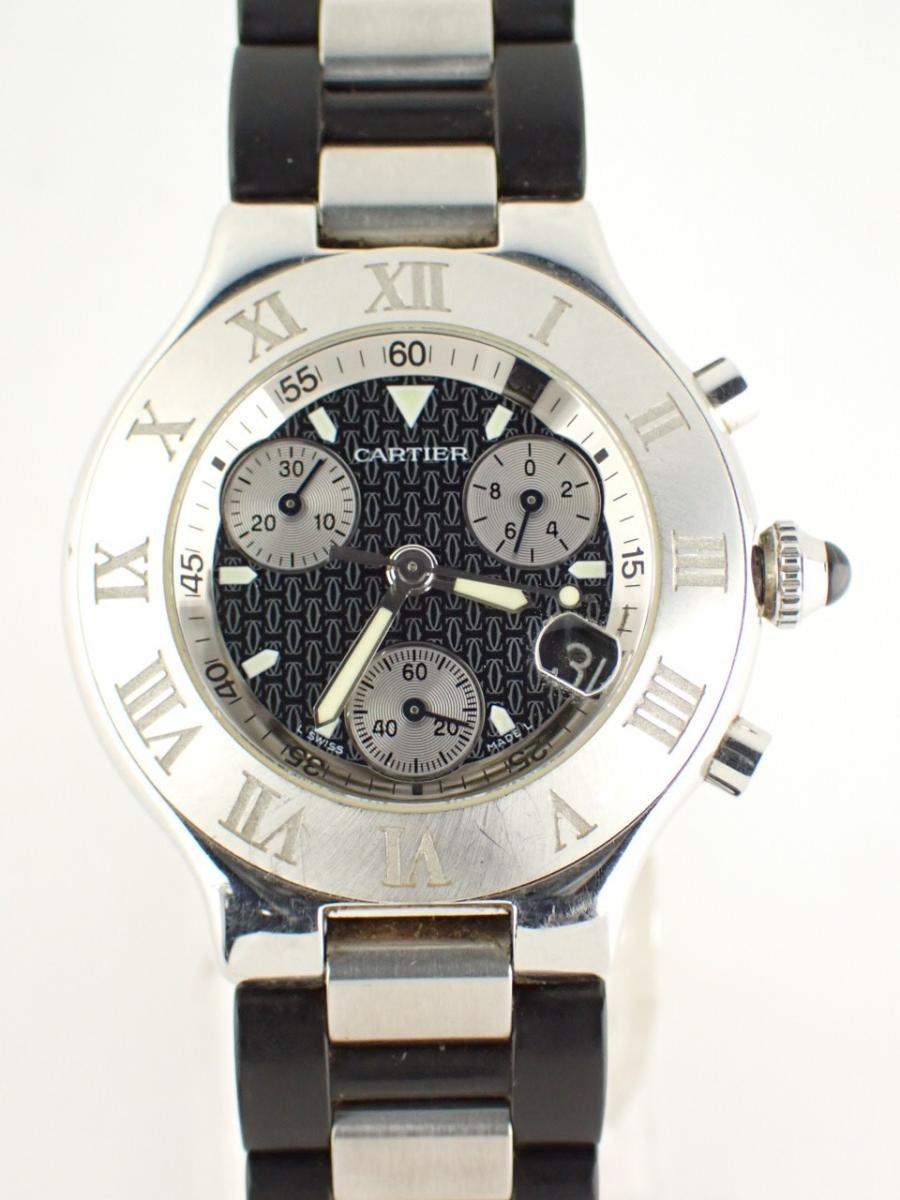 カルティエ マスト21 w10125u2 ブラック 38mm径、メンズ(A※傷あり中古)