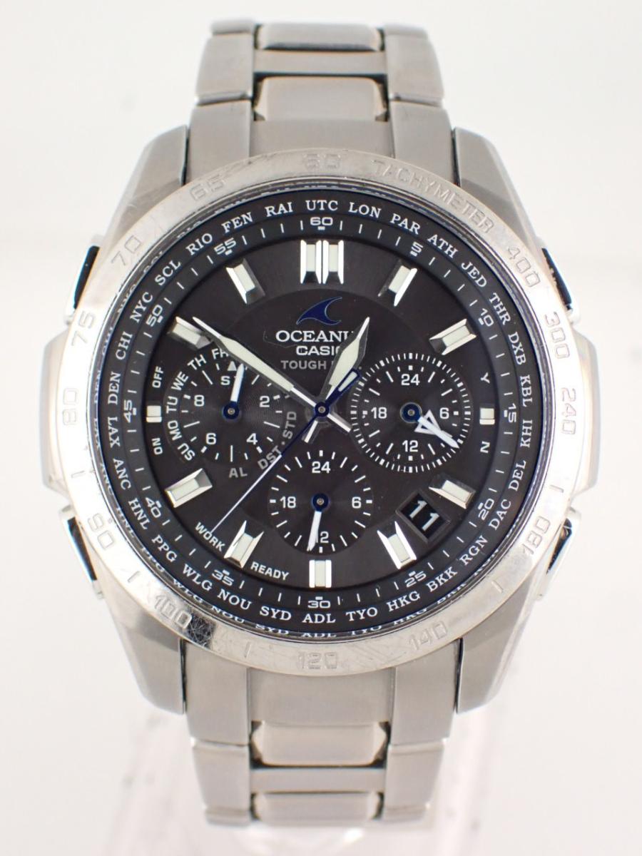 カシオ オシアナス OCW-T600TD-1AJF ブラック 43mm径、メンズ(A※傷あり中古)