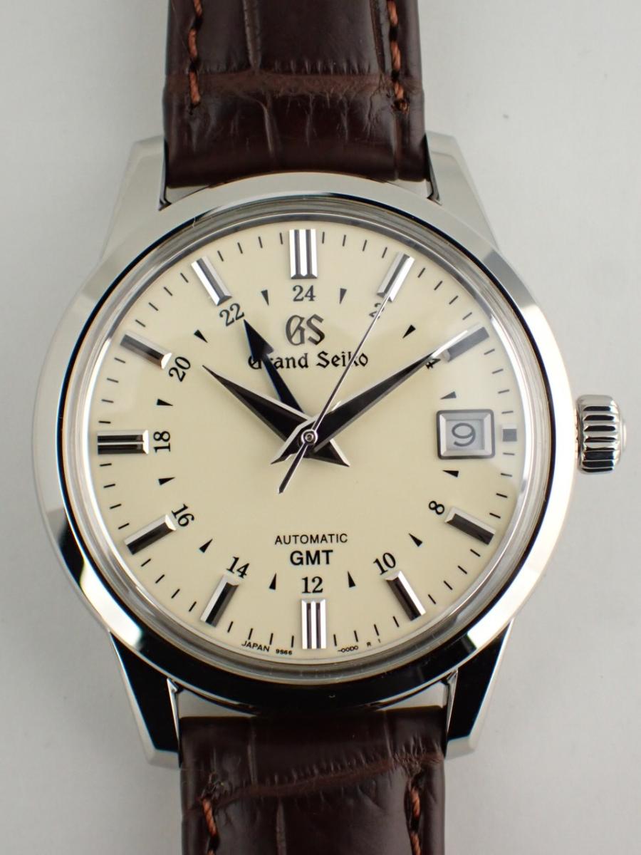 グランドセイコー メカニカル自動巻 SBGM221 アイボリー デイト、GMT、クロコダイルベルト(NS※新品)