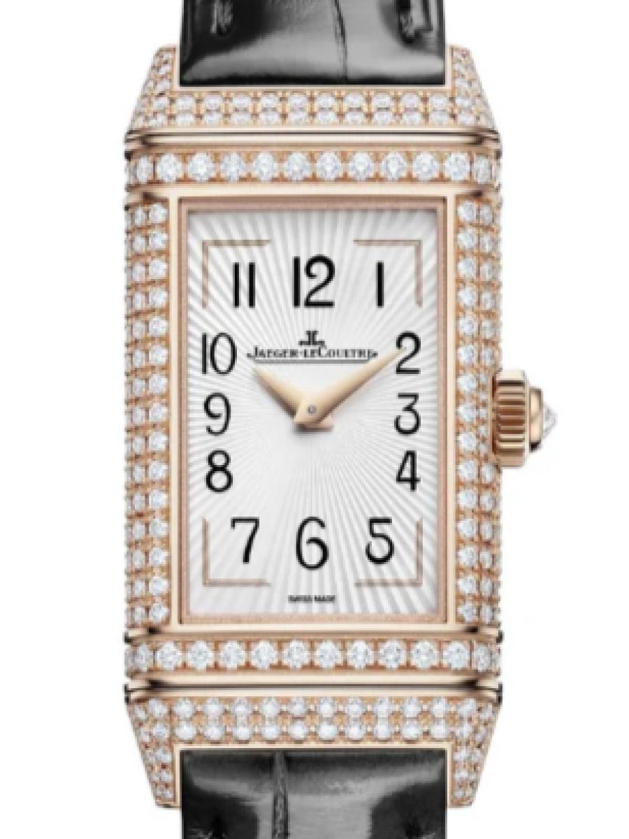ジャガールクルト レベルソ Q336247J シルバー　ブラック 限定モデル　レベルソ・ワン デュエット・ジュエリー　ダイヤ　ギョーシェ加工 レディース　メンズ　40 x 20 mm　アリゲーターベルト　キャリバー 844(新品未使用)