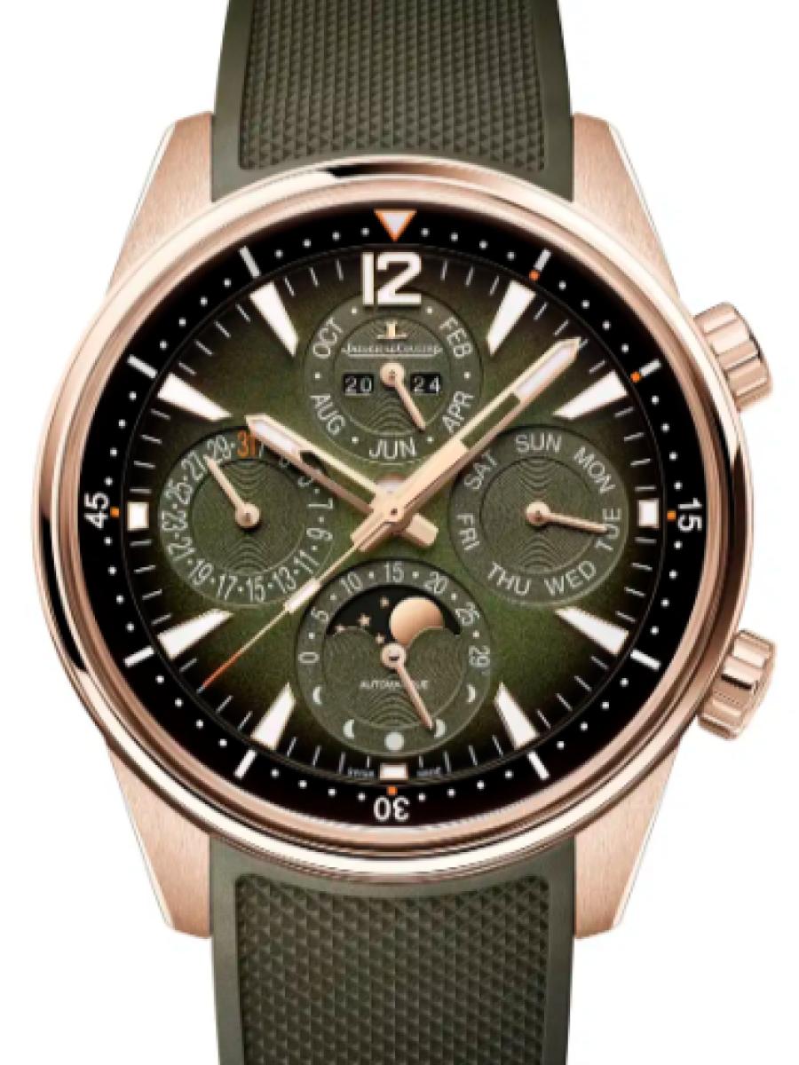 ジャガールクルト ポラリス Q908263J グリーン 2025年新作モデル　限定モデル　デイデイト表示　ムーンフェイズ　グリーンダイヤル　ポラリス パーペチュアルカレンダー メンズ　メンズモデル　42 mm　ラバーベルト　シースルーバック　キャリバー868(新品未使用)