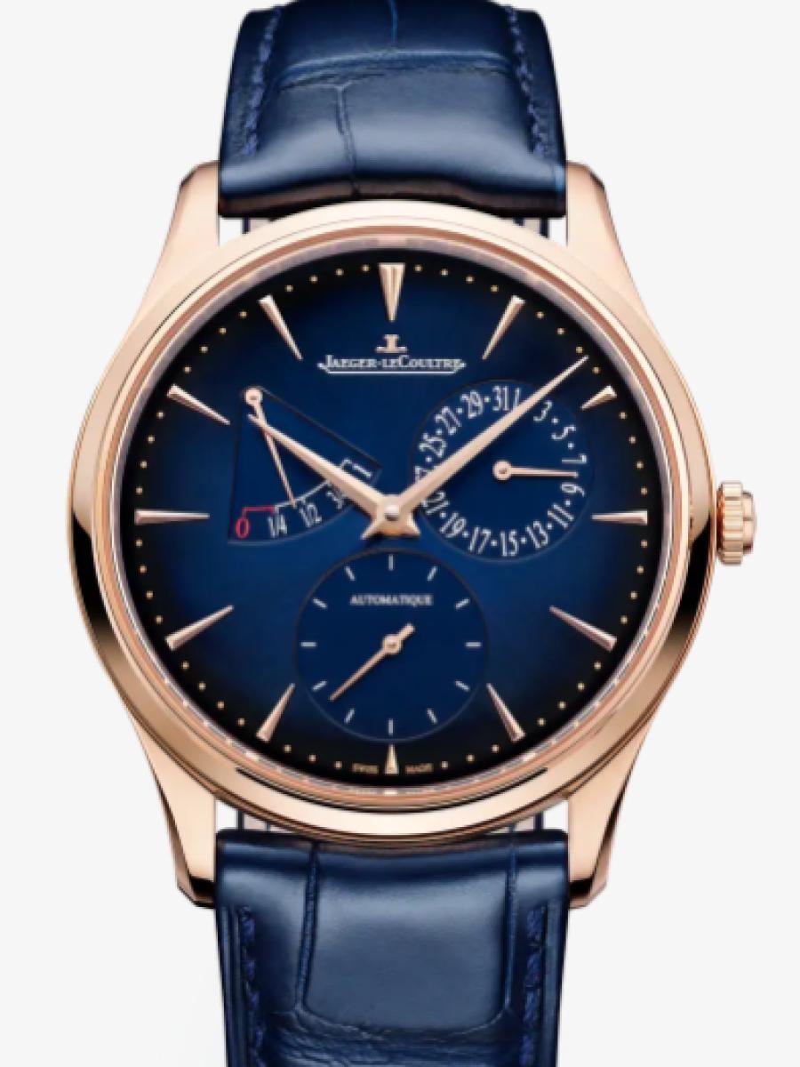 ジャガールクルト マスター Q137258J ブルー 限定モデル　マスター・ウルトラスリム パワーリザーブ　ブルーダイヤル　パワーリザーブ メンズ　39 mm　パワーリザーブ70時間　キャリバー938　アリゲーターベルト(新品未使用)