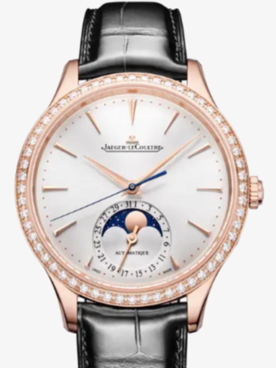 ジャガールクルト マスター Q1242502 シルバー マスター・ウルトラスリム ムーン　シルバーダイヤル　ムーンフェイズ　ダイヤ レディース　ユニセックス　36 mm　シースルーバック　アリゲーターベルト(新品未使用)